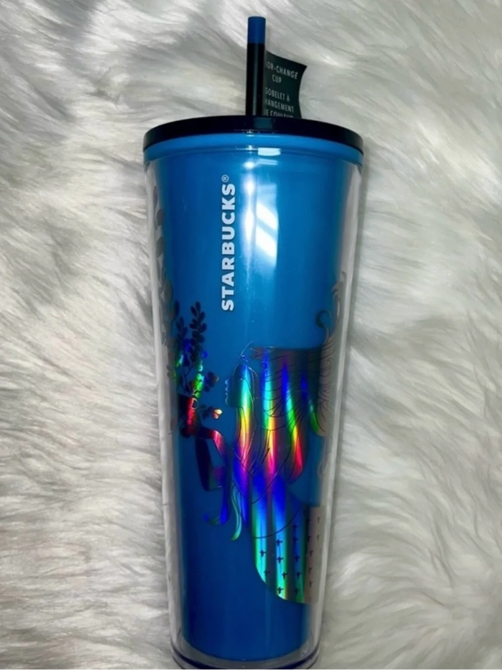Starbucks Blue Holographic Siren Tumbler